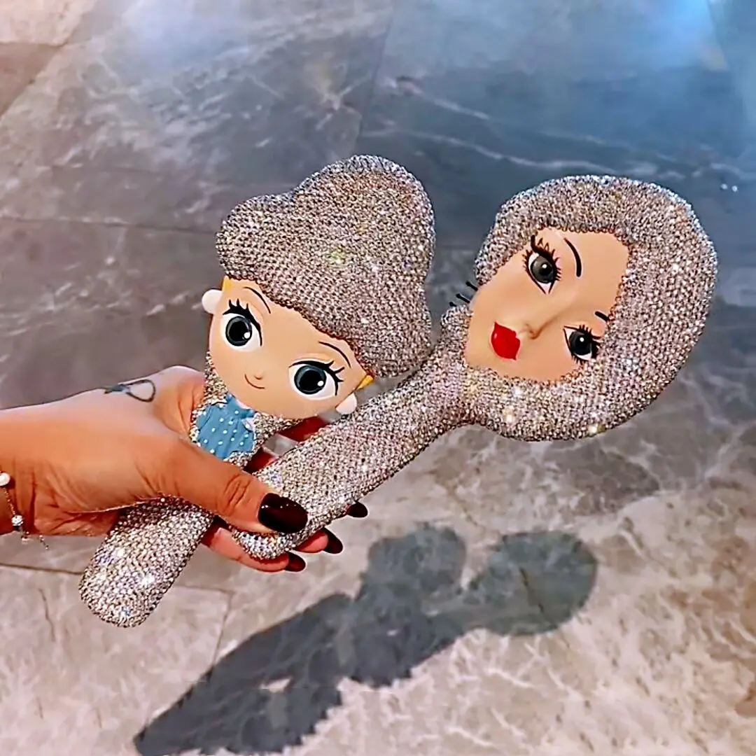 

Расческа с блестками для ухода за волосами плойка INS для новорожденных девочек для крещения сверкающий массажер для головы реквизит для фот...