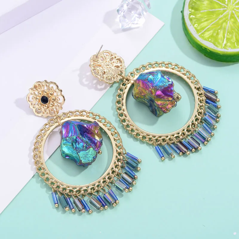 Женские серьги-подвески с крупными камнями Shineland | Украшения и аксессуары