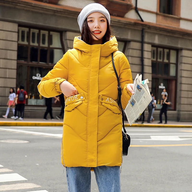 Женское зимнее толстое пальто с капюшоном размера плюс однотонная хлопковая