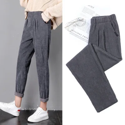 

Вельветовые брюки Женские однотонные Вельветовые женские брюки весна-осень без бархата Брюки с морковкой женские брюки шаровары