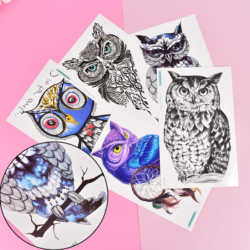 Водостойкая Ручная СОВА вспышка тату рукав большой женский временный боди арт