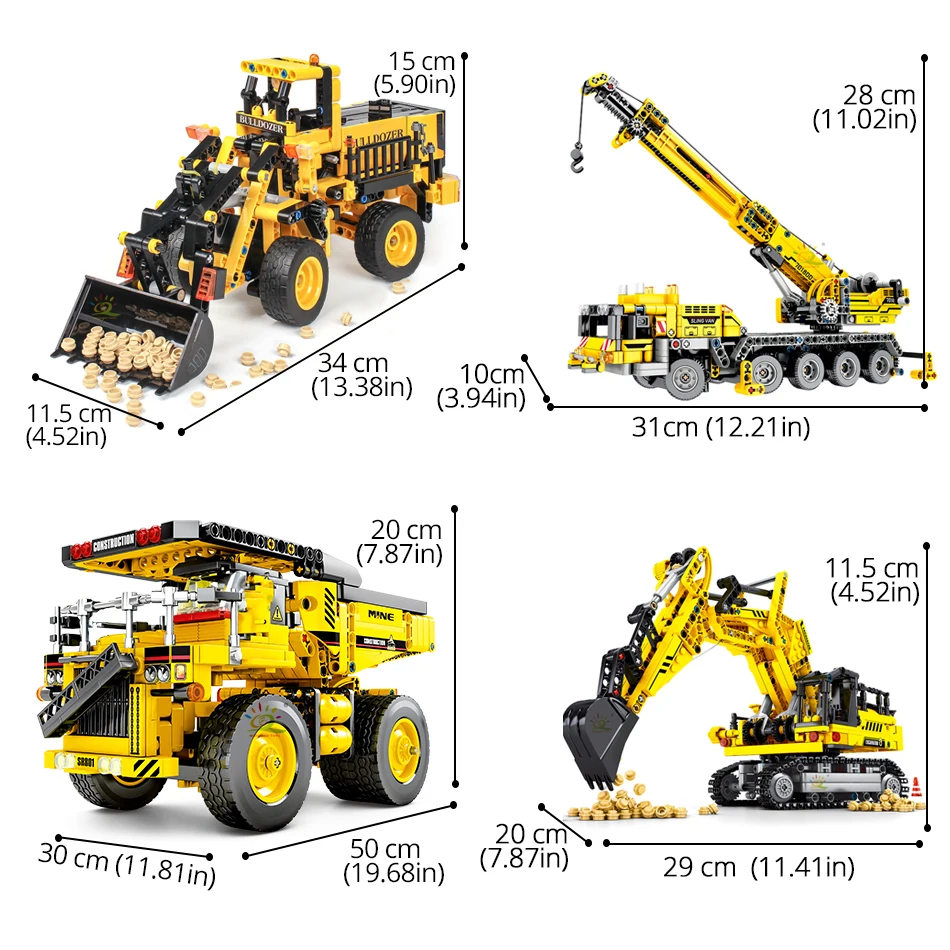 Engineering Bulldozer Crane Technic Dump Truck Building Blocks City Construction vehicle car Toy For Children kids gift | Игрушки и
