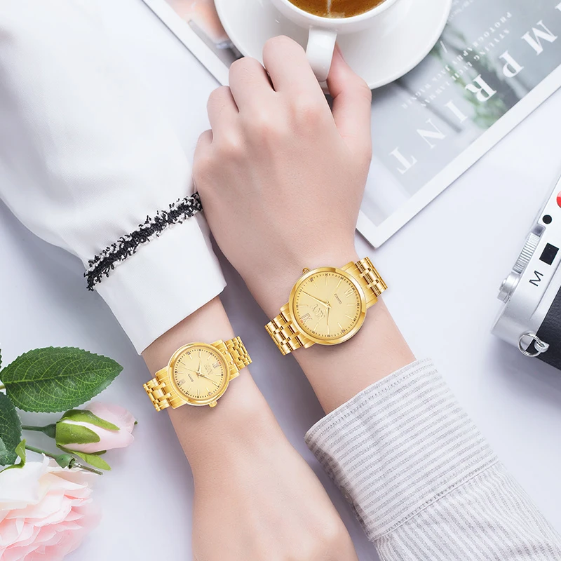

2021 new gold quartz watch men's ladies couples fashion waterproof ladies men's luxury watches hour clock reloj mujer