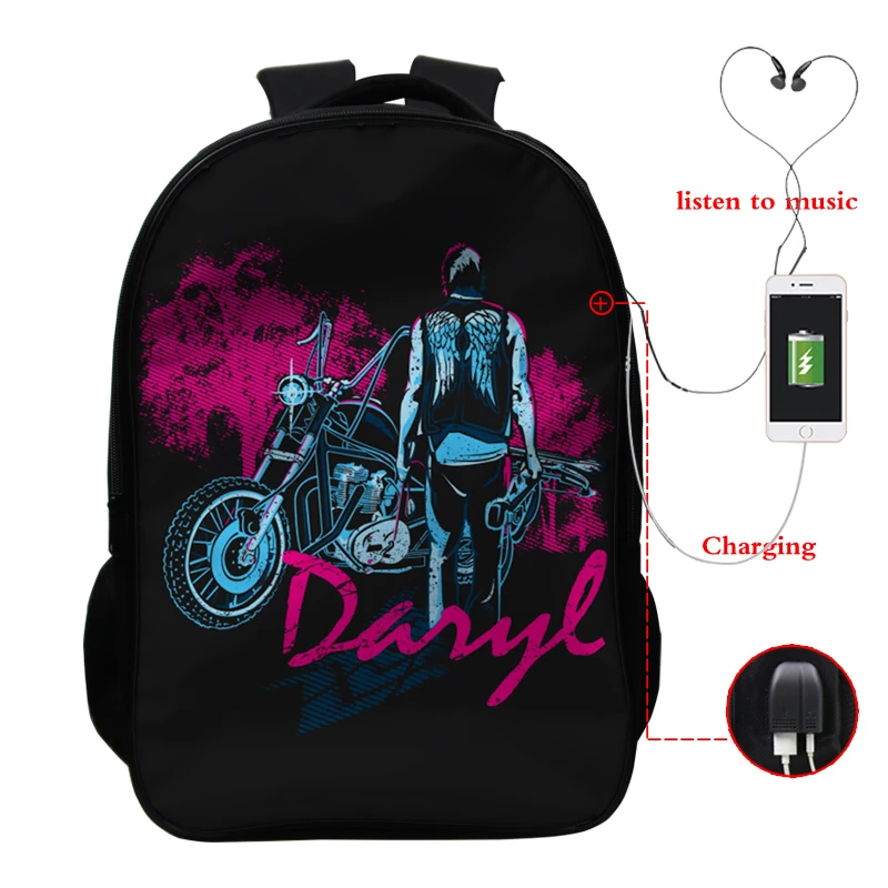 Backpack 9 16 дюймов рюкзак Ходячие мертвецы Школьные сумки Дети пользовательский дизайн рюкзак обратно в школу комплект usb зарядка туристический рюкзак сумка - Цвет: Backpack 9