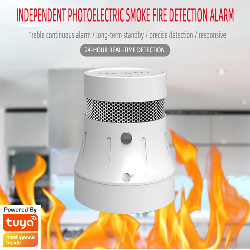 

Tuya APP smoke alarm Zigbee home low-power fire-fighting smart home wireless remote fire detector