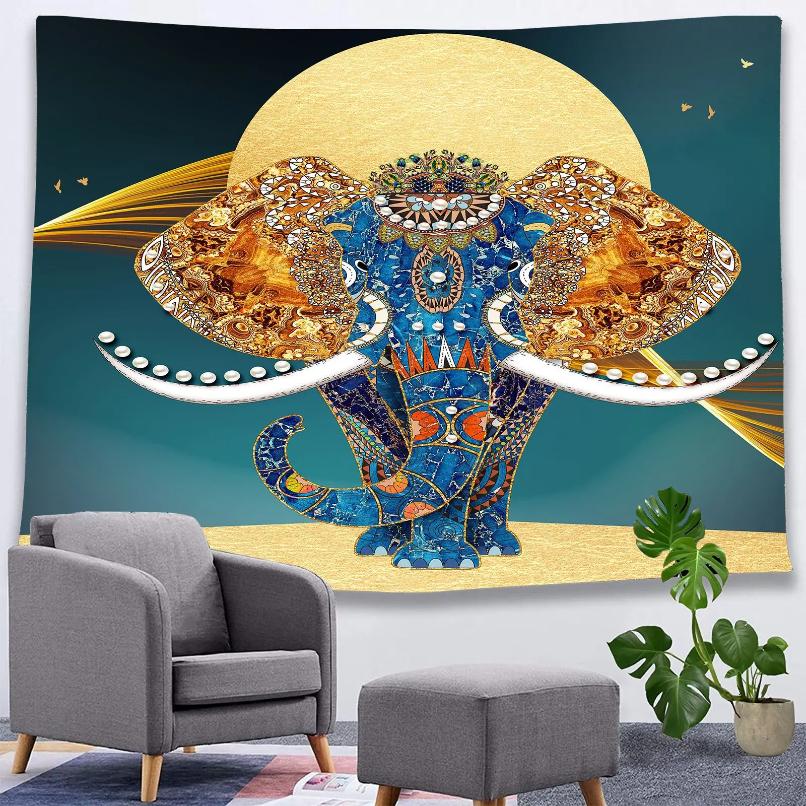 Хиппи Индийский Слон настенный гобелен 3D цифровой печатный богемный