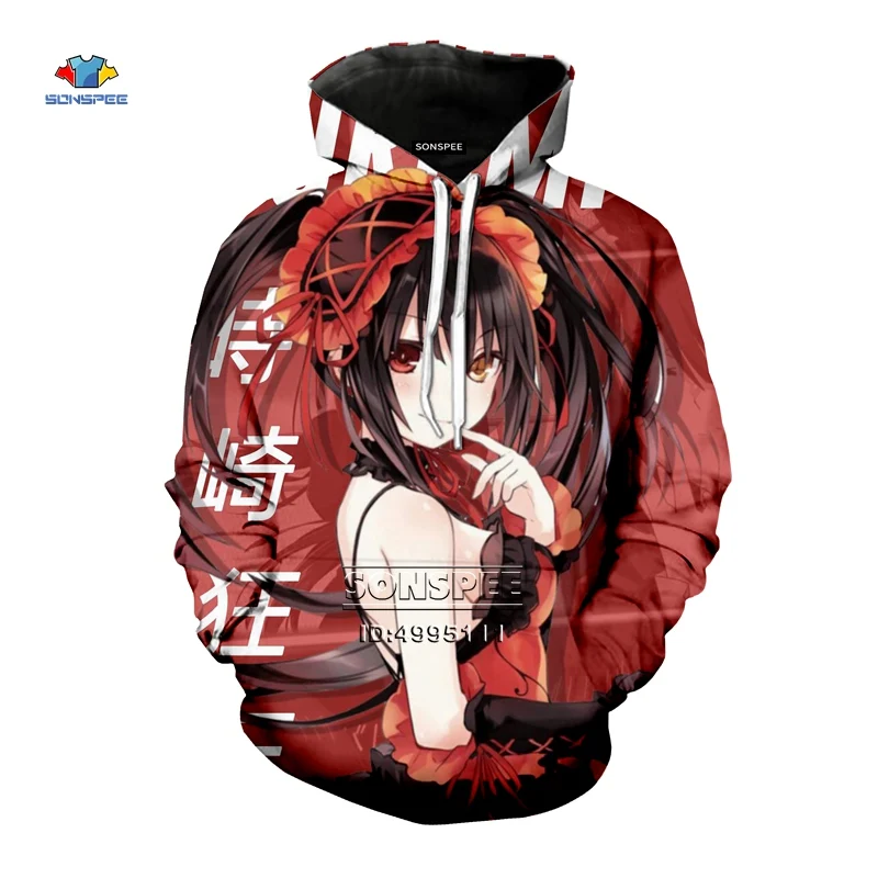 

Japan Anime Date A Live Girl Tokisaki Kurumi Nightmare 3D Printed Men's Sweatshirt Hooded Hoodies Harajuku Casual Man Clothes