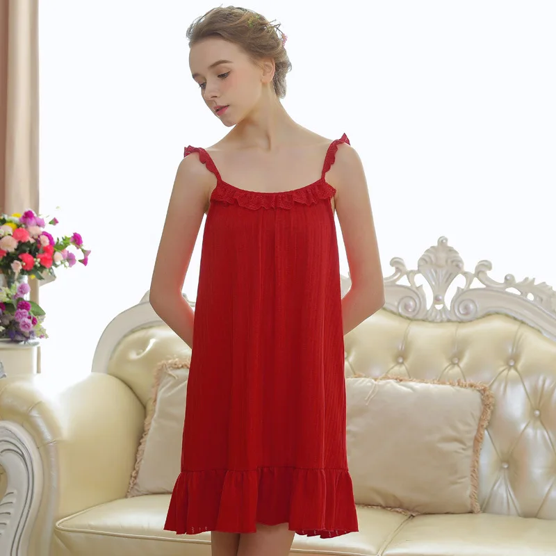 

Women Cotton Nightdress Girl Summer Lovely Sweet Princess Pajamas Loose Large Size Household Clothes Female Short Dress H5573