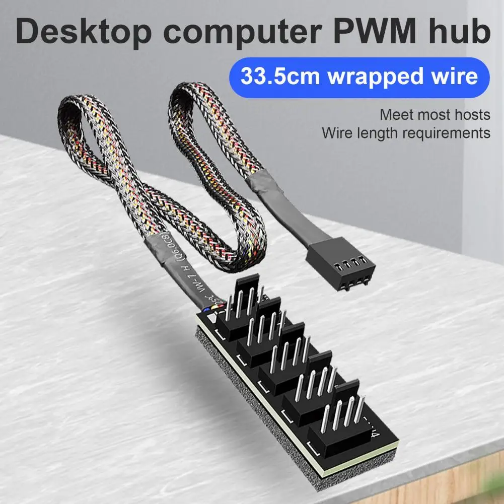 

Compact COOLMOON Useful 4 Pin 1 to 5 PWM Fan Splitter Black Fan Splitter Portable for PC