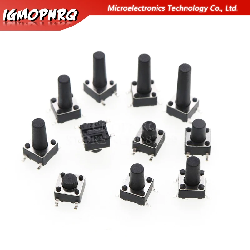 20 шт. SMD 4PIN 6x6x4.3/5/6/7/8/9/10 мм микро, тактовый выключатель 0,5a 50 в кнопочные переключатели 6x6x4,3 мм 6x6x5 мм 6x6x6 мм 6x6 мм 6x7 мм 6x6x8 мм