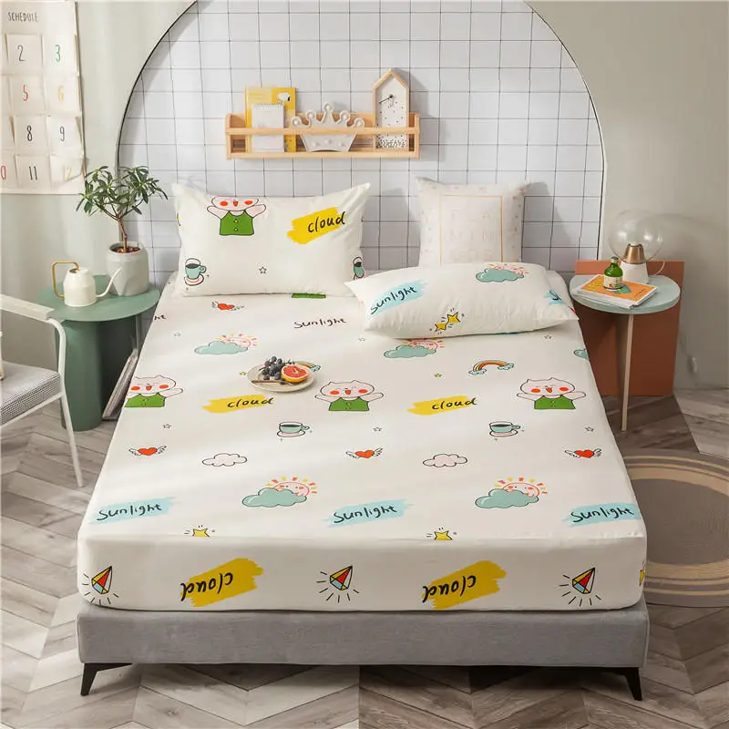 1 шт. 100% хлопок наматрасник на резиновой резинке для двуспальной кровати простыня