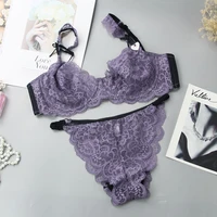 nouvelle seamless ultra thin lace sexy womens underwear panties and bra sets intimate noble young brassiere for ladies