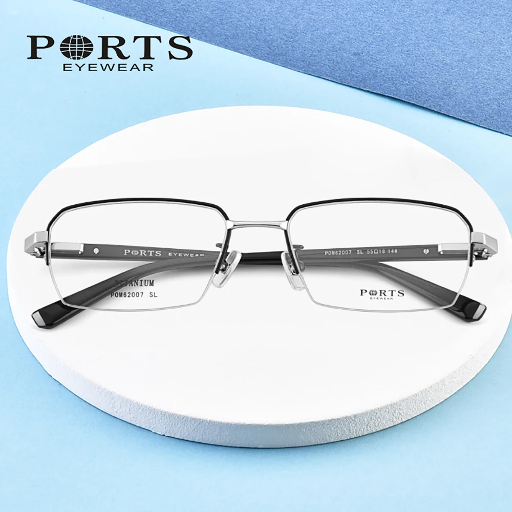 

PORTS Titanium Optical Glasses Frame for Men Big Face Progressive Eyeglasses Spectacles Large POM62007