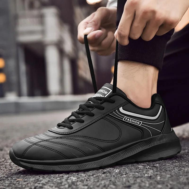 

Men Genuine Leather Shoes Lace-Up Black Shoe Real Leather Loafers Mens Moccasins Italian Designer Flats Shoes Size 39-48