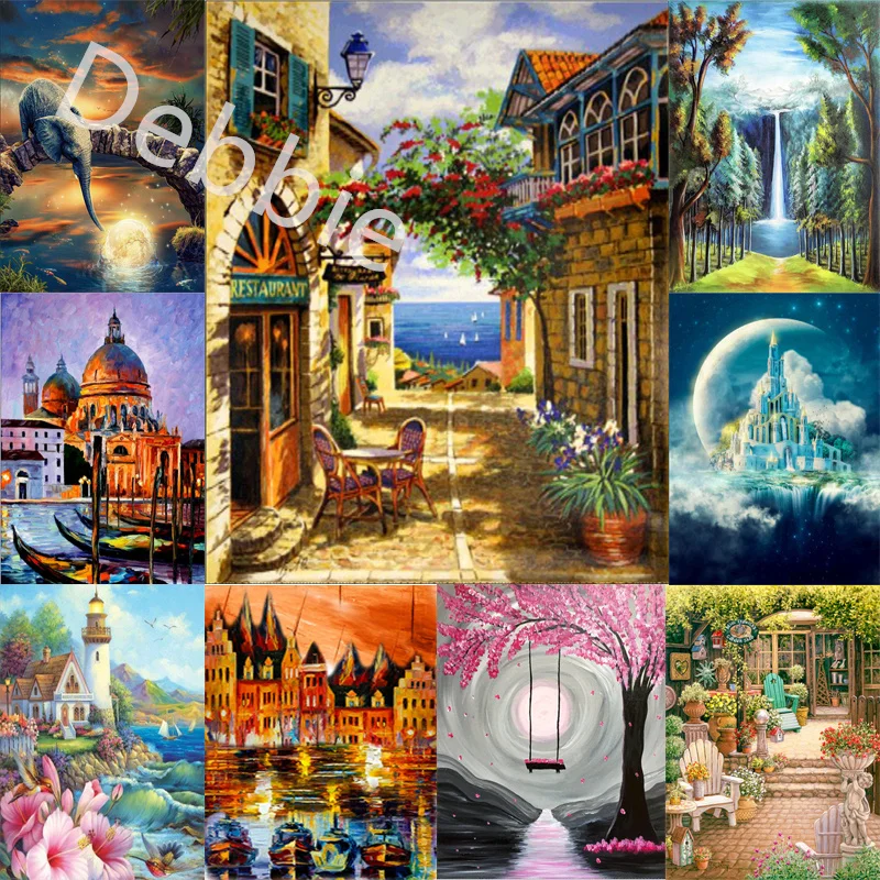 

5D алмазная живопись пейзаж Весна Полный Круглый деревенский лес пляж цветы вышивка картина стразы украшение для дома