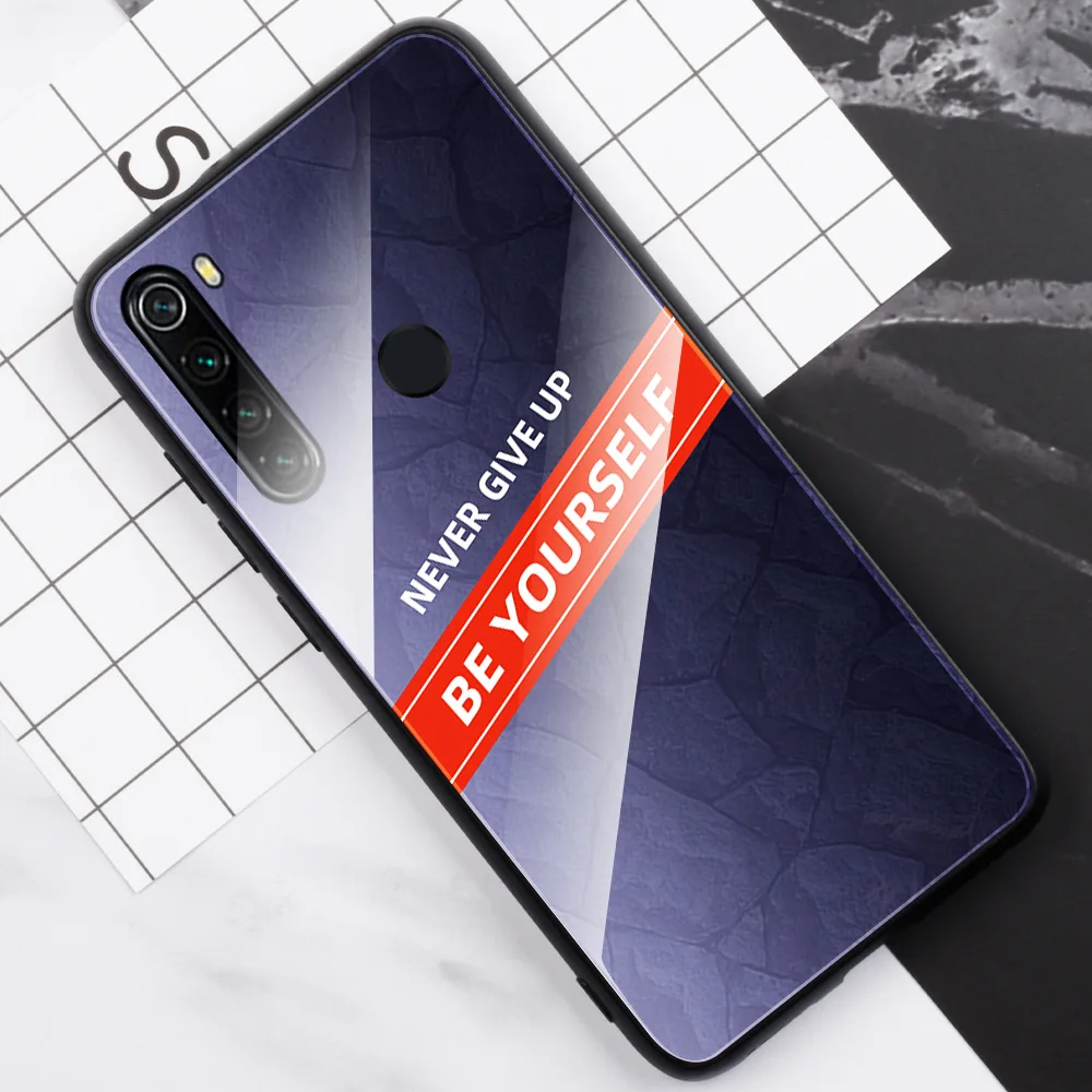 Модный чехол для телефона Xiaomi Redmi Note 8 8pro mi 9 защитная задняя крышка из закаленного стекла мягкий полиуретановый край чехол Coque
