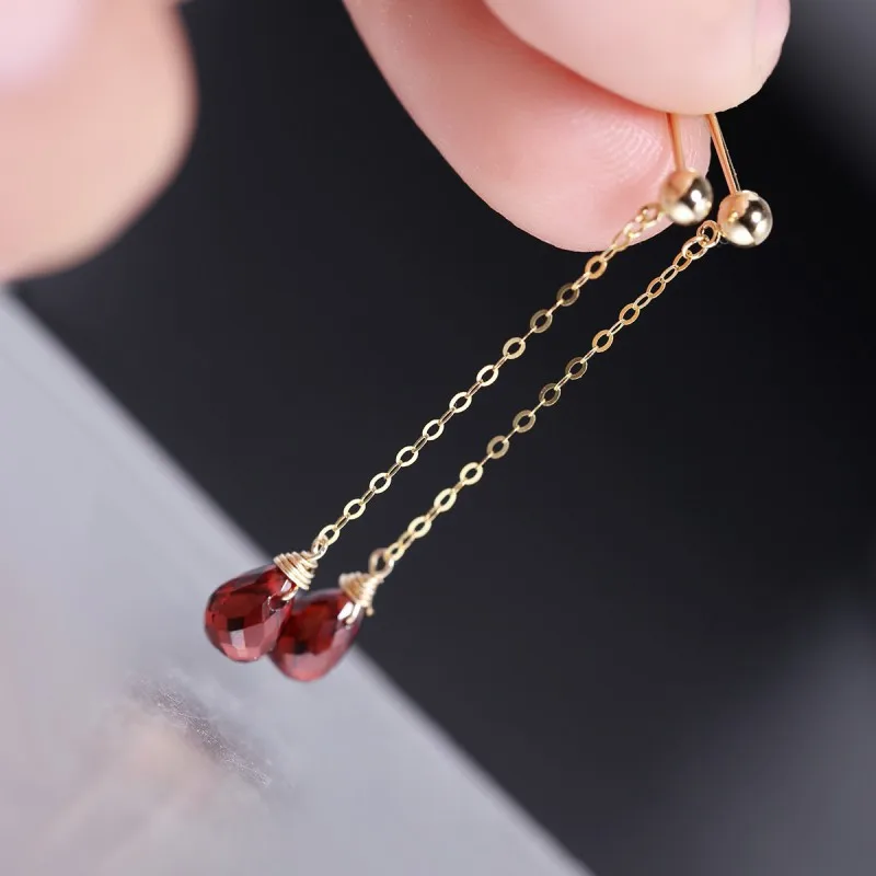 

DAIMI Faceted Water Drop Garnet Earrings Natural Gemstones Genuine 14K Gold Filled Earrings Fine Jewelry