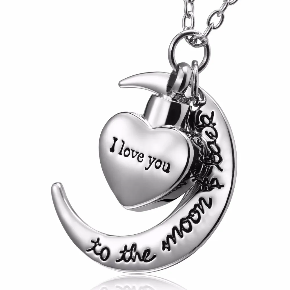 

I Love You to the Moon and Back Urn Necklace for Ashes Memorial Keepsake Cremation Pendant Jewelry
