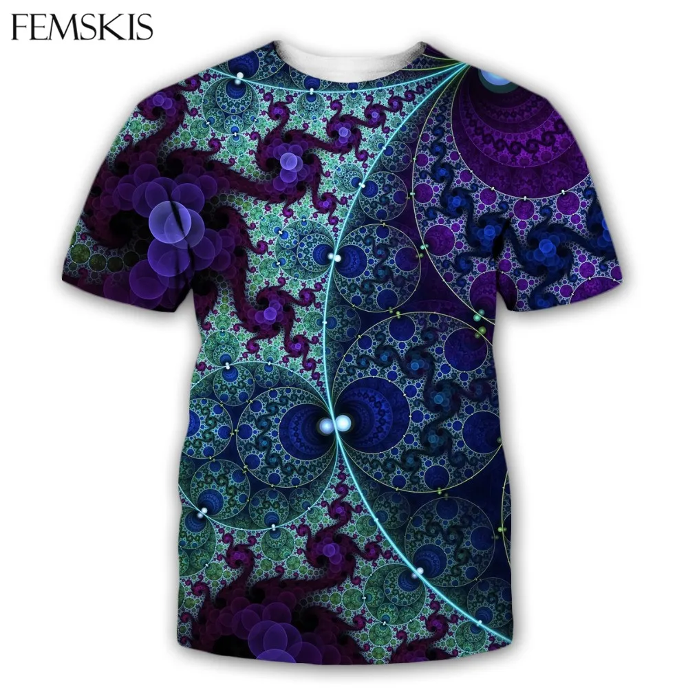 FEMSKIS мужская и женская футболка модная Psychedelic Art Graphics 3D принт рубашка летняя