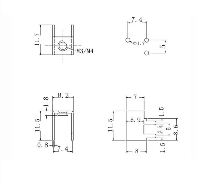 Боковая горизонтальная Клеммная колодка M4 PCB клеммы для припоя печатная плата
