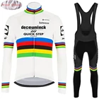 2021 набор велосипедных Джерси QUICK STEP World Champion Зимняя Теплая Флисовая велосипедная одежда велосипедная рубашка костюм велосипедные брюки комплект MTB