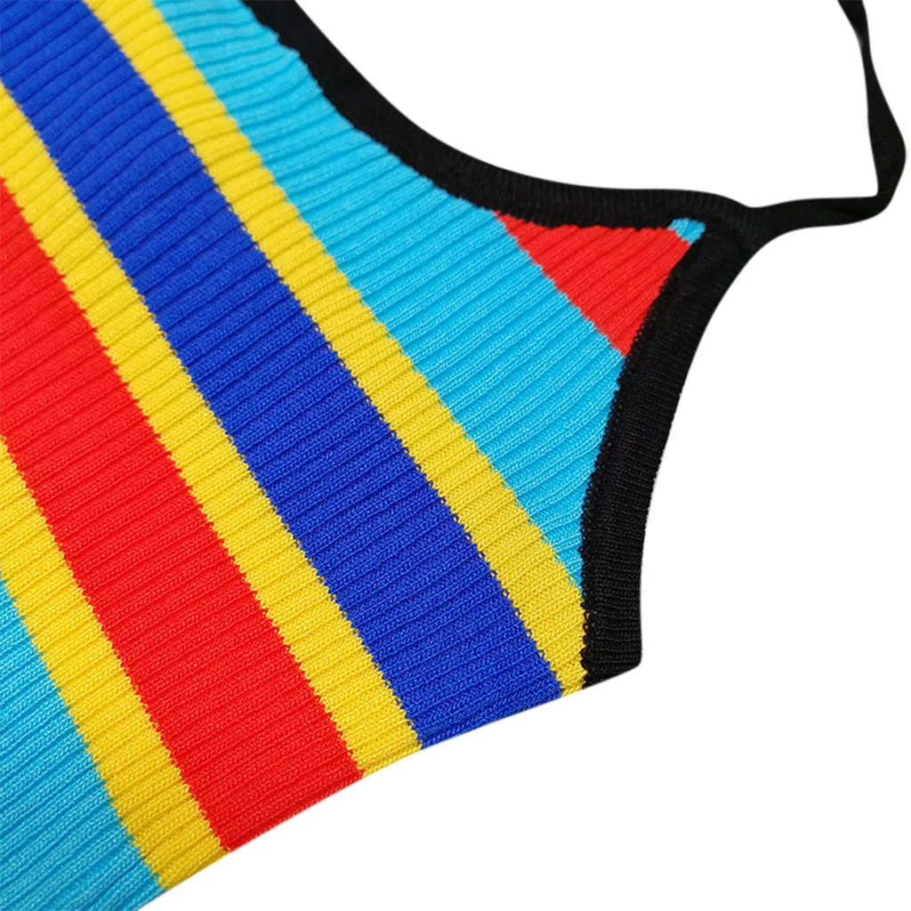 

2020 New sexy vest Women's Summer Fashion Sexy Knitted Vest Top Striped casual women summer tops @7