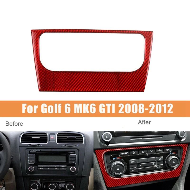 

Red Carbon Fiber Console AC Air Conditioner Control Switch Frame Panel Cover Trim for Golf 6 MK6 2008-2012