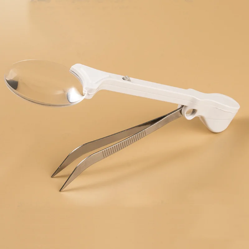 Портативный светодиодный освещение складной Пинцет Лупа 3x чтение ручное