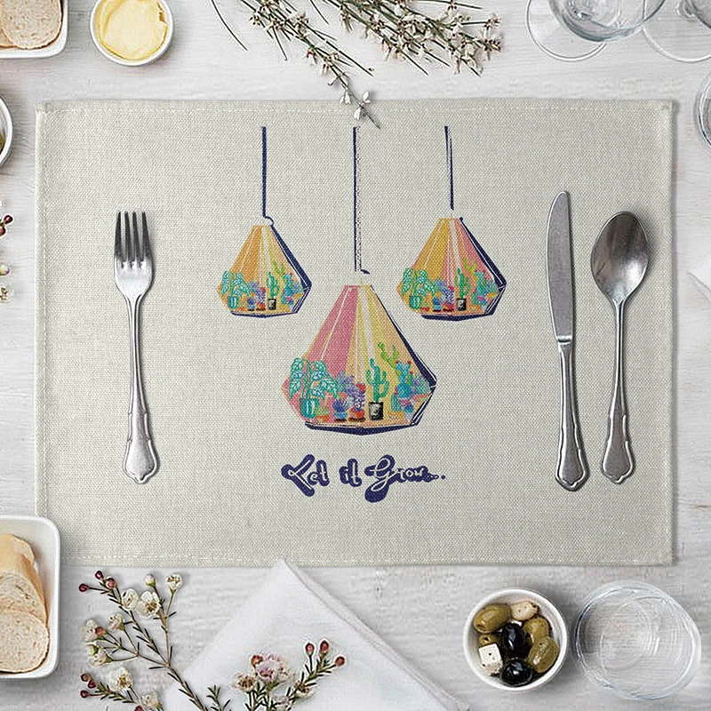 Садовый цветочный узор обеденный Коврики на стол из хлопка и льна подставка под