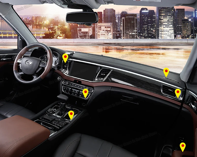 

Lsrtw2017 Stainless Steel Car Interior Trim Panel Gear Panel Control Panel Sticker for Trumpchi Gs8 2017 2018 2019 2020 gac