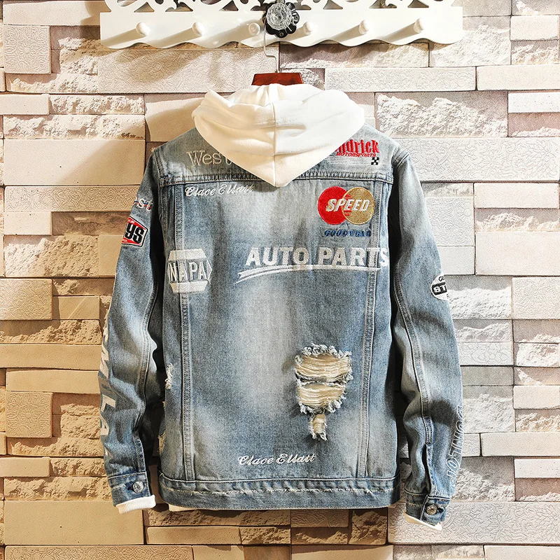 Однотонная Повседневная тонкая мужская джинсовая куртка большие размеры 5XL