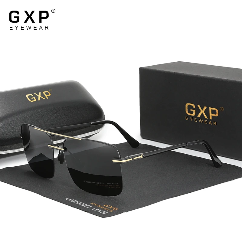GXP модные полуоправы 180 ° стрейч дужки дизайн сплав мужские солнцезащитные очки HD