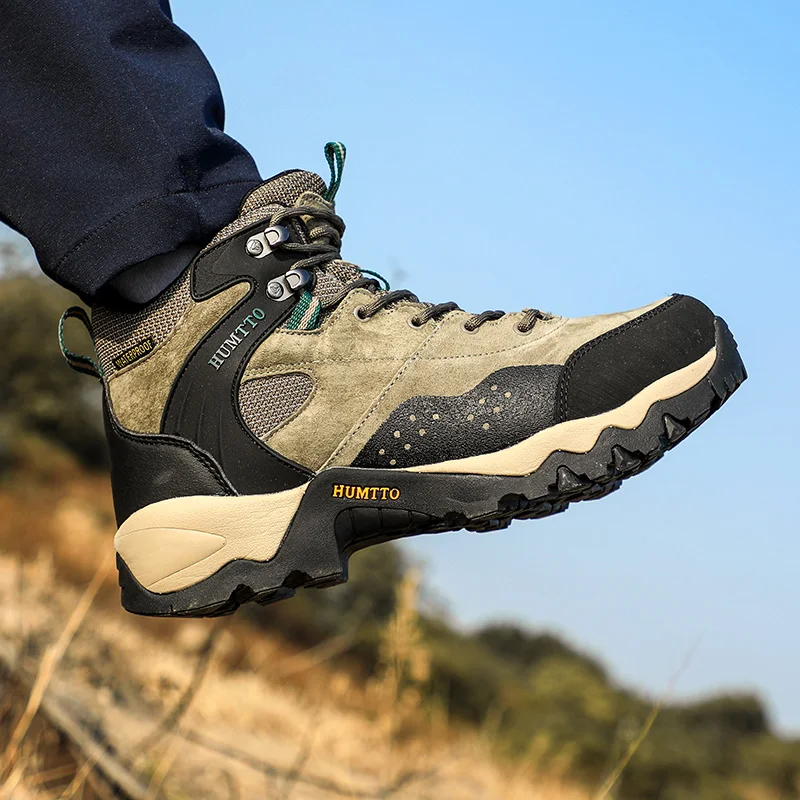 HUMTTO Outdoor Hiking Boots Men Climbing Shoes Tactical Hunting Camping Trekking Mountain Sports Cushioning Sneakers Big Size
