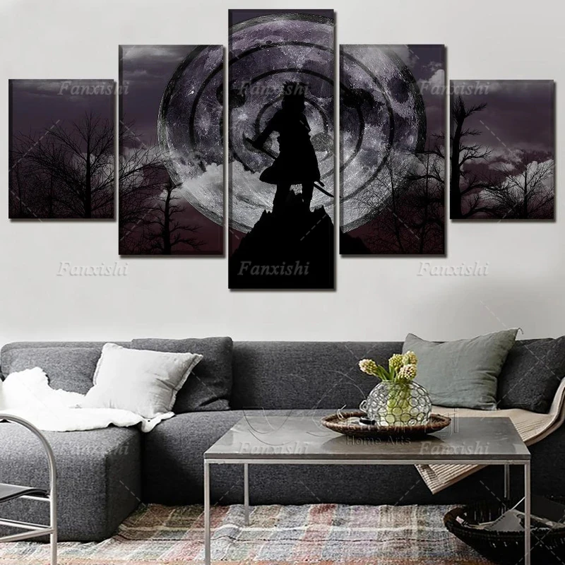 

Naruto Sasuke 5 Panel Anime Posters Ninja Wall Art Canvas Painting Hd Prints Modular Pictures Boy'S Living Room Decor Fans Gift