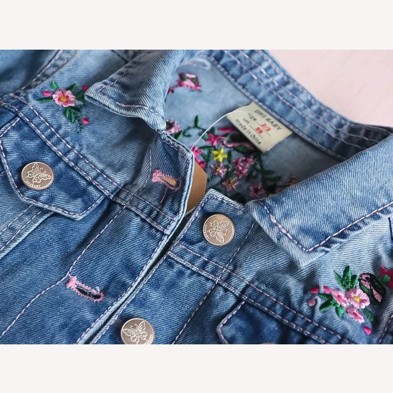 2019 Spring Autumn Kids Denim Jackets Girls Embroidered Jeans Coats Causal Windbreaker Children's Outerwear Baby Girl Clothes | Детская