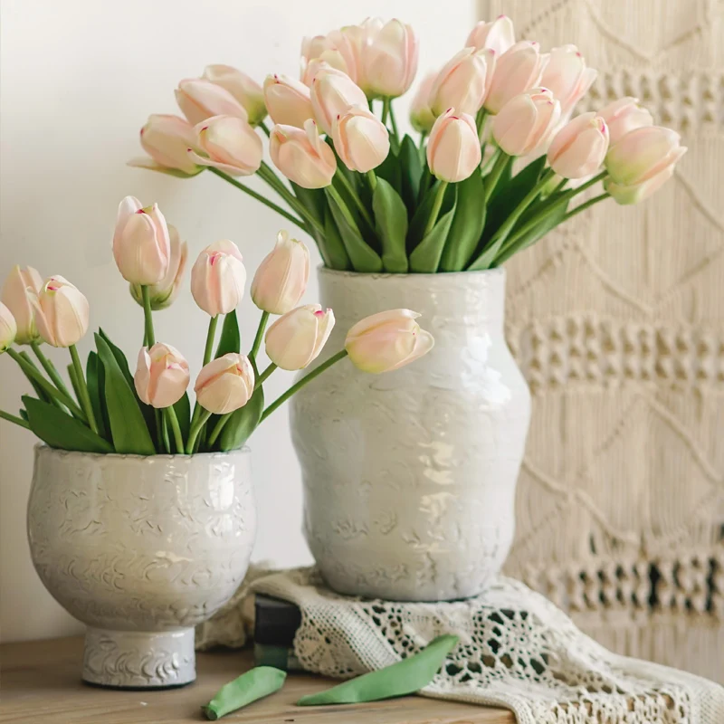 

Белая ваза в стиле Санторини, Американская страна, ретро, сделанная старая керамическая ваза, орнаменты, украшения