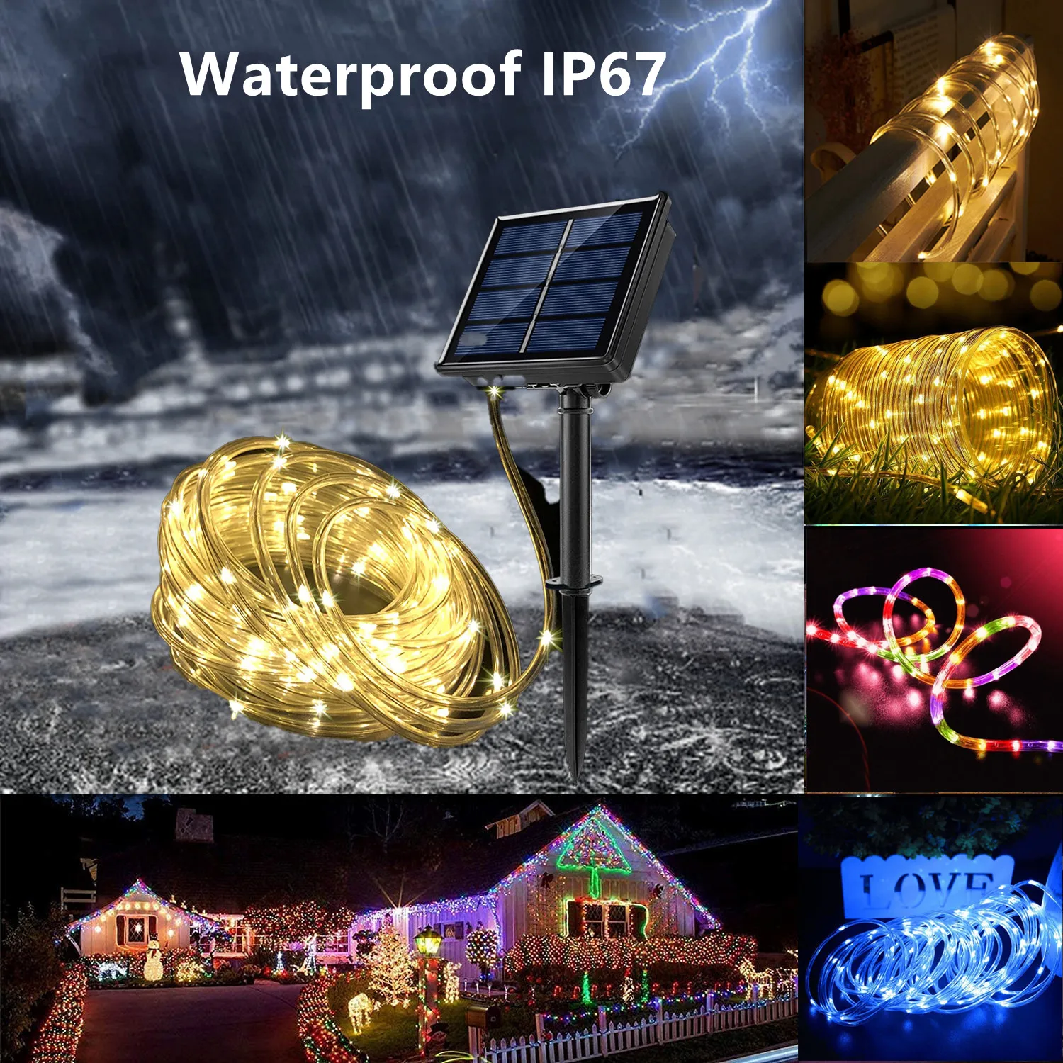 

Decoration Of Yard And Garden Solar Light Outdoors Led Festoon Tube Rope String Light 12/22M For Christmas New Year Party Decor
