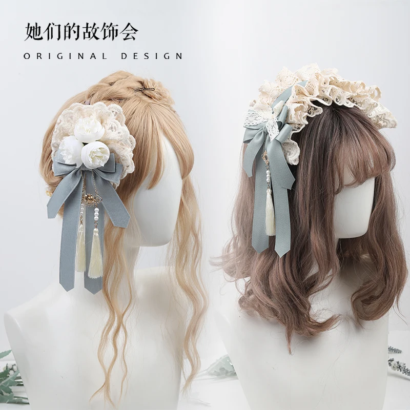 

Женский аксессуар для волос Lolita Hebarrettes Hanfu Hanyang с эклектическими цветами ручной работы
