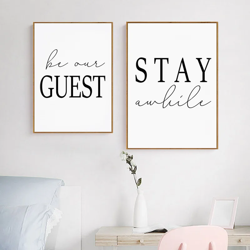 

Be Our Guest Sign Posters and Prints Minimalist Canvas Painting Modern Wall Art Bedroom Decorative Pictures Guest Room Decor