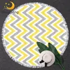 BlessLiving Geometric Round Beach Towel Yellow White Grey Microfiber Bath Towels Modern Blanket Beautiful Beach Mat Dropship 1pc 1