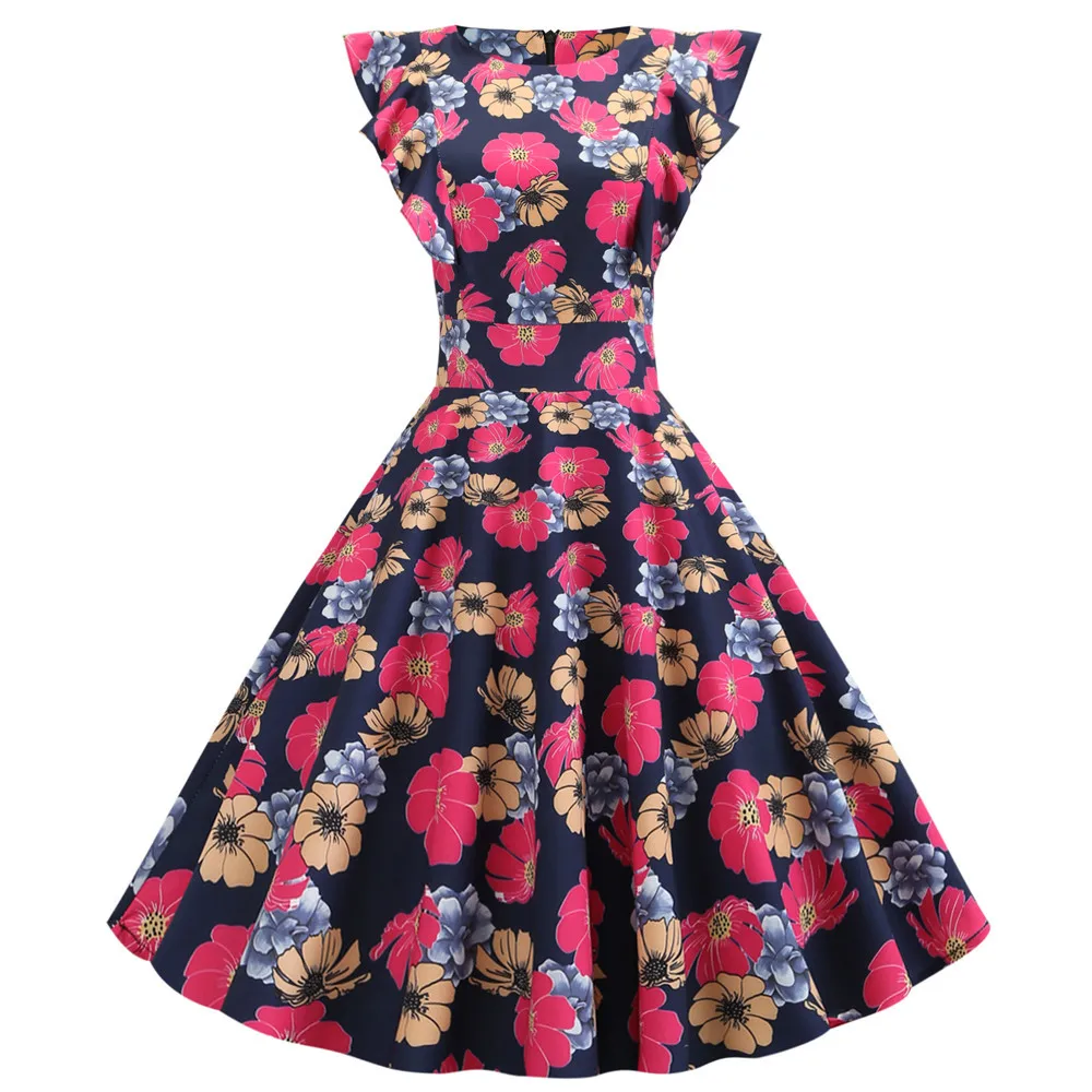 Цветочные летнее женское платье в ретро стиле платья 2021 халат с рукавом