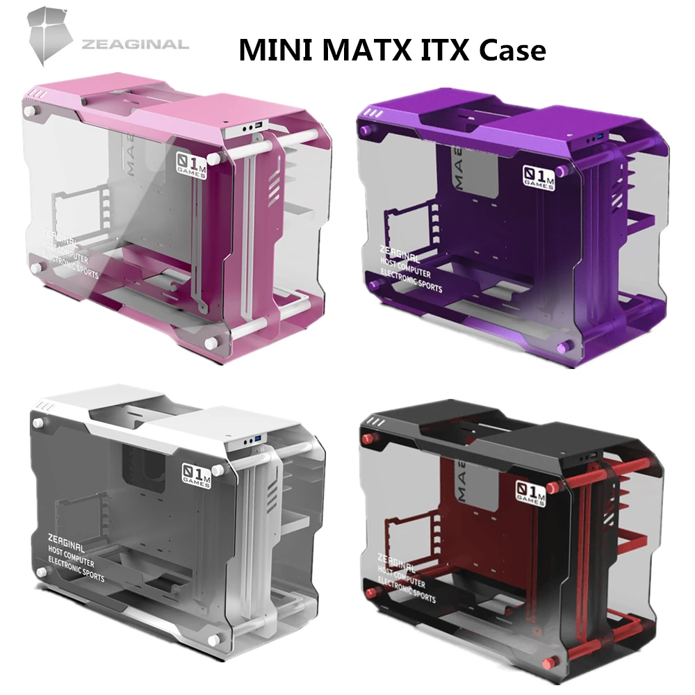 

ZEAGINAL Aluminum MATX ITX Case , DIY Computer Desktop Gaming Gamer Cabinet,,Open Stye Full-permeable Glass ZC-01M