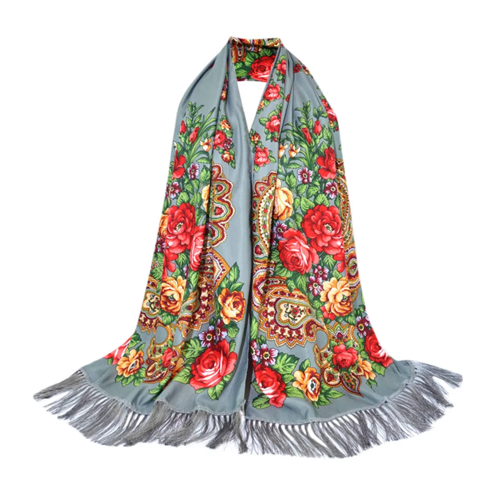

Hijab scarf bandana chiffon hijab Women Folk-Custom Print tie Tassel Square Scarf Wrap Shawl Travel Scarve scarf women