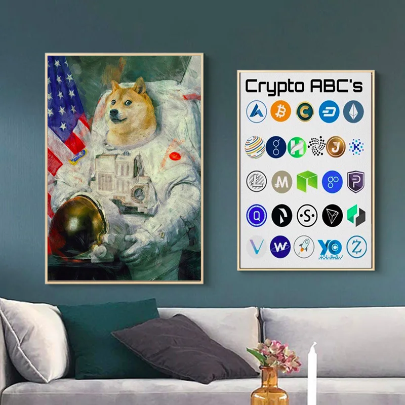 Doge US астронавт догкоин криптовалюты Биткоин винтажная декоративная фотография