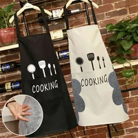 1p apron black knife and fork print brief adult waterproof and oil proof apron kitchen restaurant cooking bib aprons with pocket