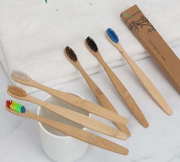 DHL 300 шт мягкие волокна экологически дерево Зубная щётка бамбук деревянная ручка