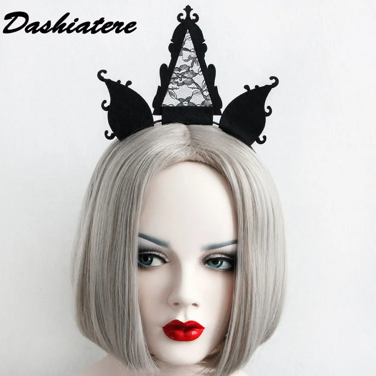 Обруч для волос женский кружевной с единорогом короной украшения на голову |