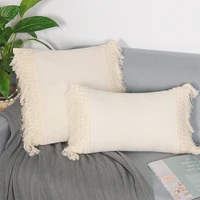 solid color pillow cover cotton tassel cushion covers pillowcase home decor for living room office bedroom 45x45cm30x50cm