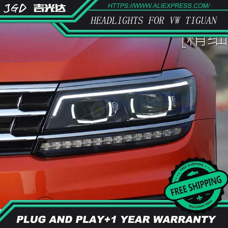 Автомобильный Стайлинг налобный фонарь чехол для фар VW Tiguan светодиодный фары DRL H7