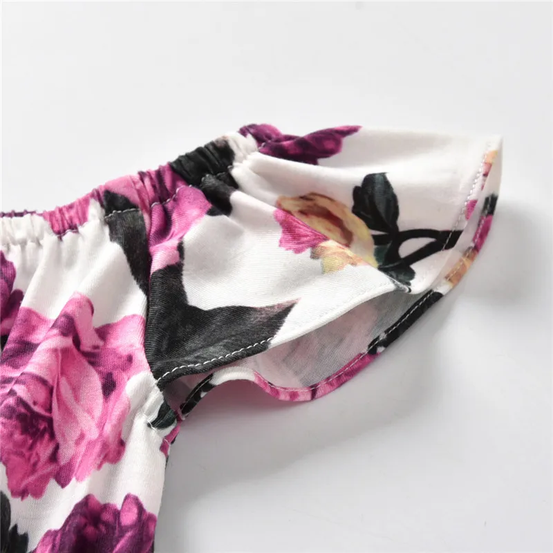 Осень 2019 комбинезон с цветочным рисунком для маленьких девочек одежда Детский